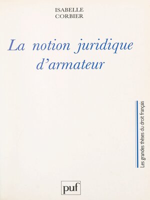 cover image of La notion juridique d'armateur